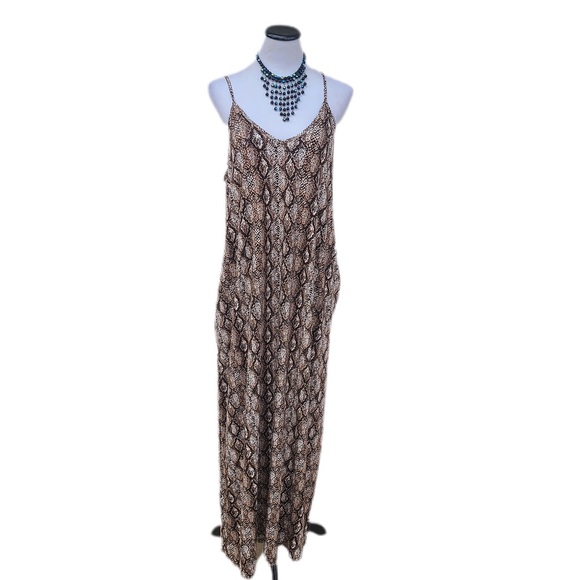 LAST ONE Python Print Cami Maxi Dress with Pockets - Picture 5 of 8
